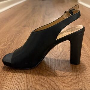 Naturalizer Mason Black Peep-Toe Slingback Heels
